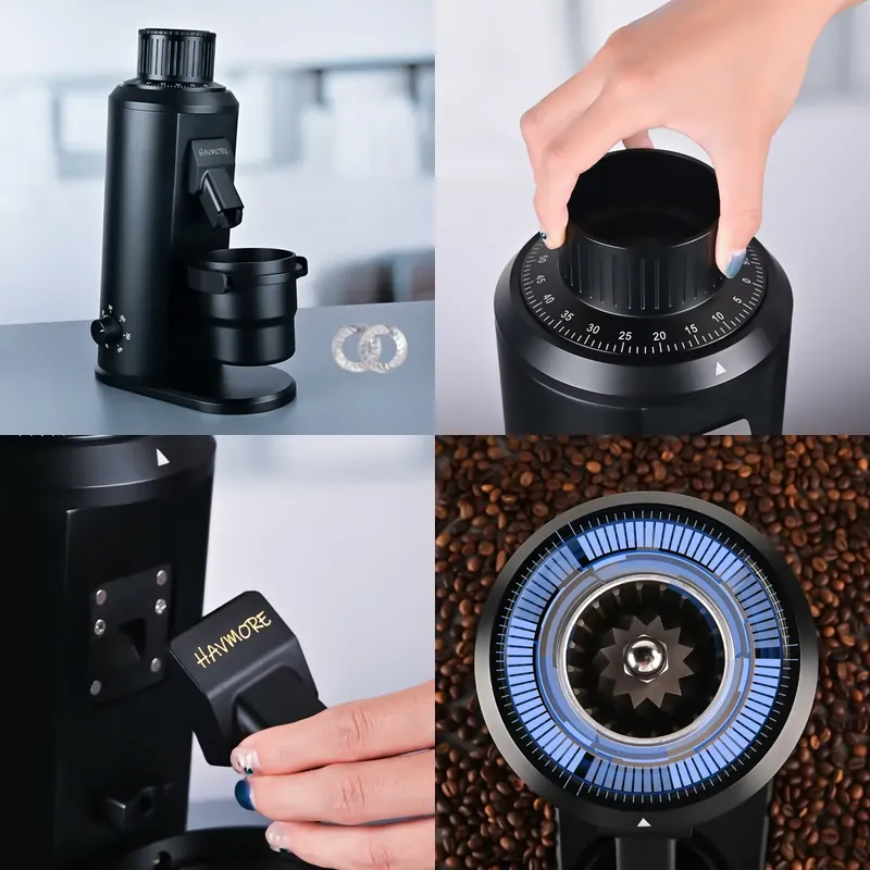Coffee Grinder Burr Flat - Автоматическая кофемолка HAVMORE из нержавеющей стали
